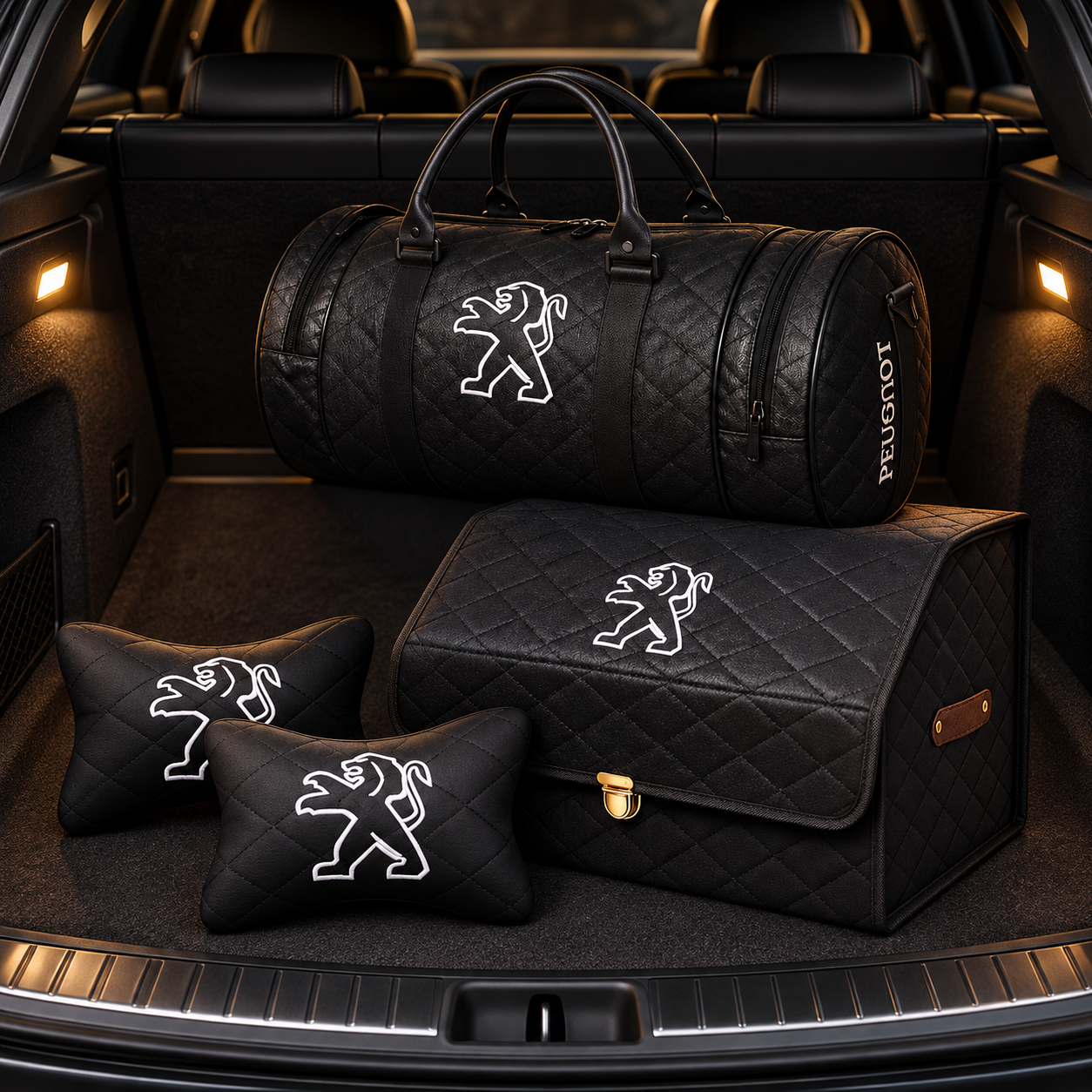 ست پشت گردنی، کیف و نظم دهنده صندوق خودرو طرح پژو PEUGEOT