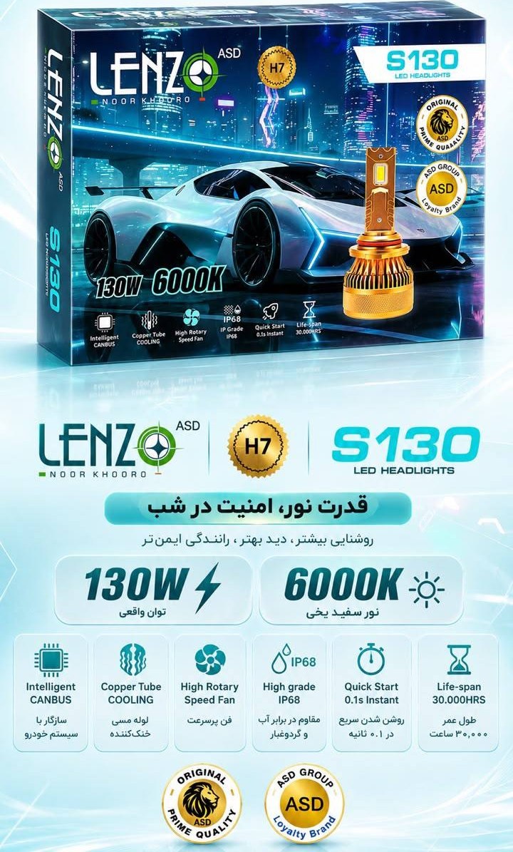 لامپ LED خودرو لنزو مدل S130 توان 130 وات