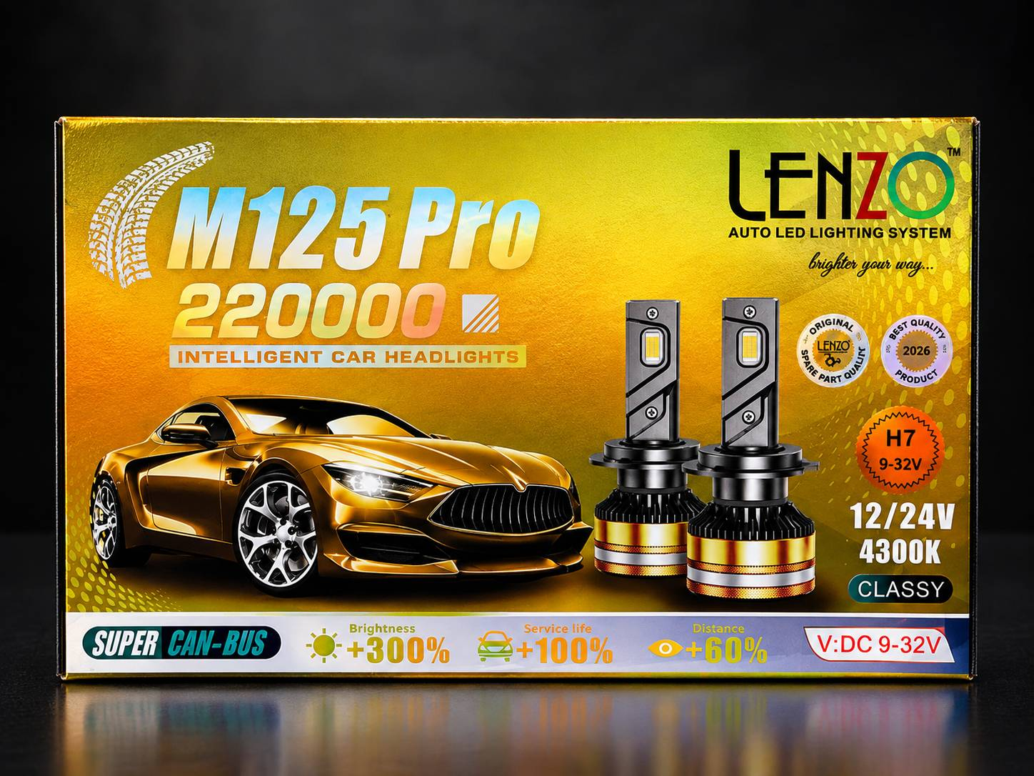 هدلایت خودرو LED لنزو مدل M125 Pro پایه H7 رنگ نور 4300K