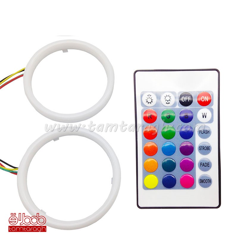 دی لایت حلقه ای داخل کاسه چراغ RGB با ریموت کنترل در سایزهای 80-90-100-110-120 میلی متر (RGB Angel eyes)