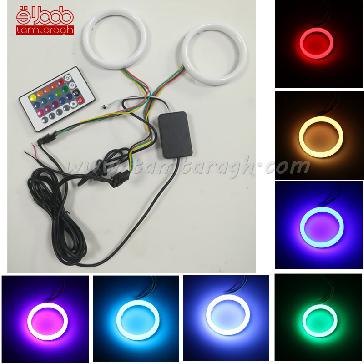 دی لایت حلقه ای داخل کاسه چراغ RGB با ریموت کنترل در سایزهای 80-90-100-110-120 میلی متر (RGB Angel eyes) دی لایت حلقه ای داخل کاسه چراغ RGB با ریموت کنترل