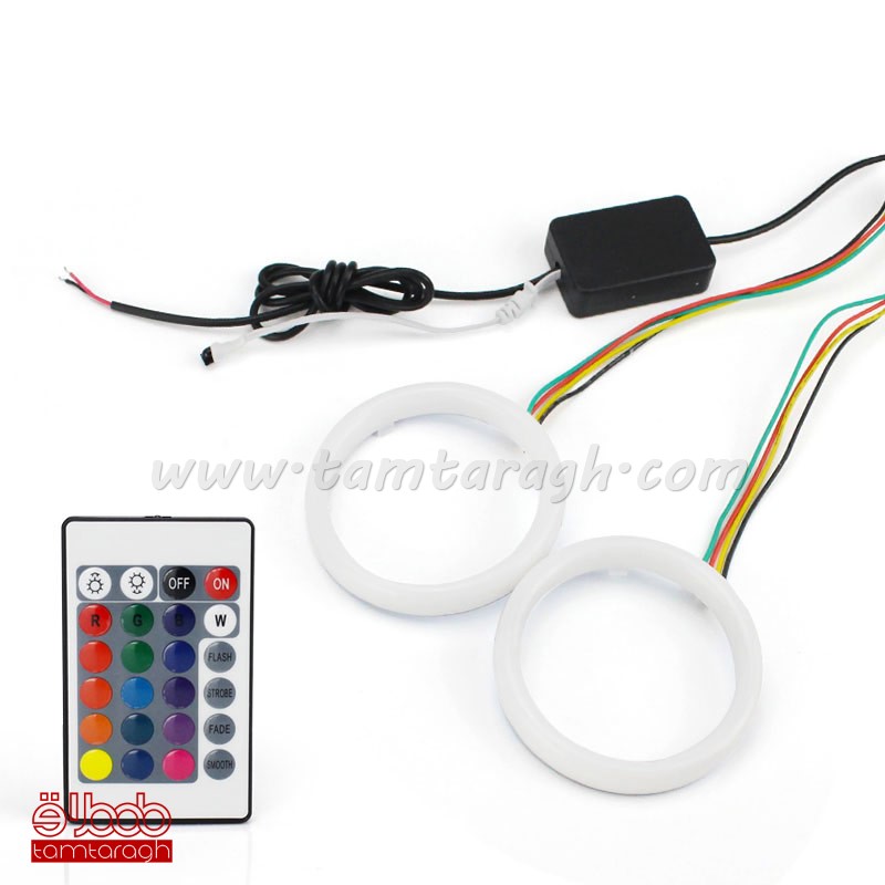 دی لایت حلقه ای داخل کاسه چراغ RGB با ریموت کنترل در سایزهای 80-90-100-110-120 میلی متر (RGB Angel eyes)
