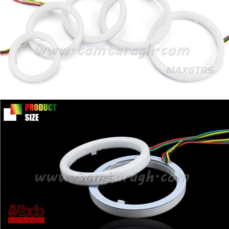 دی لایت حلقه ای داخل کاسه چراغ RGB با ریموت کنترل در سایزهای 80-90-100-110-120 میلی متر (RGB Angel eyes)