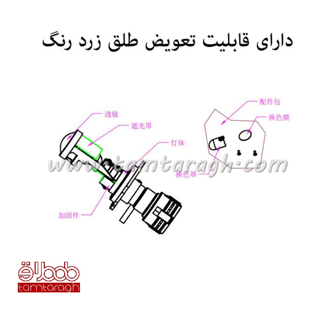 هدلایت لنزدار Q470 زیمر چهار کاره پایه H7 و H4