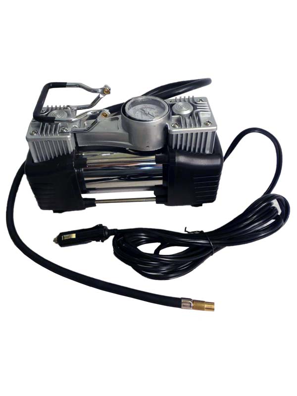 پمپ باد برقی دو پیستونه فلزی با لوازم پنچری