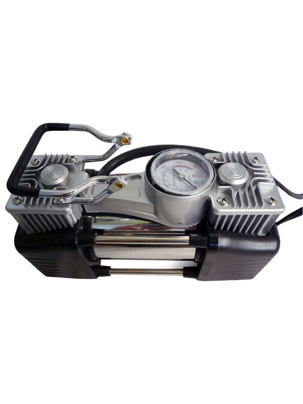 پمپ باد برقی دو پیستونه فلزی با لوازم پنچری