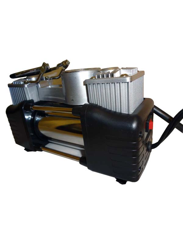 پمپ باد برقی دو پیستونه فلزی با لوازم پنچری