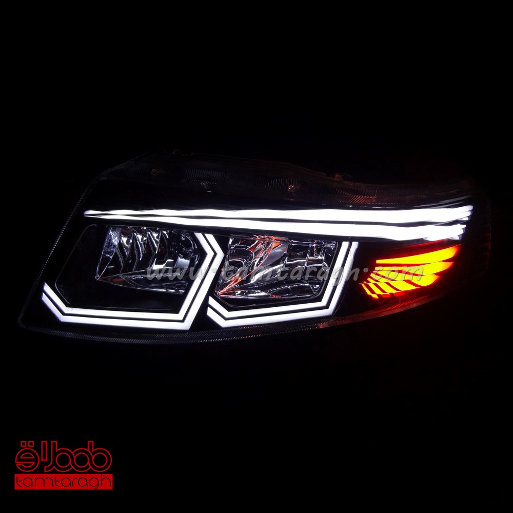 چراغ اسپرت جلو (بلوری) سمند سورن هگزا ابرو سفید (آماده سازی و ارسال 2 تا 5 روز کاری)