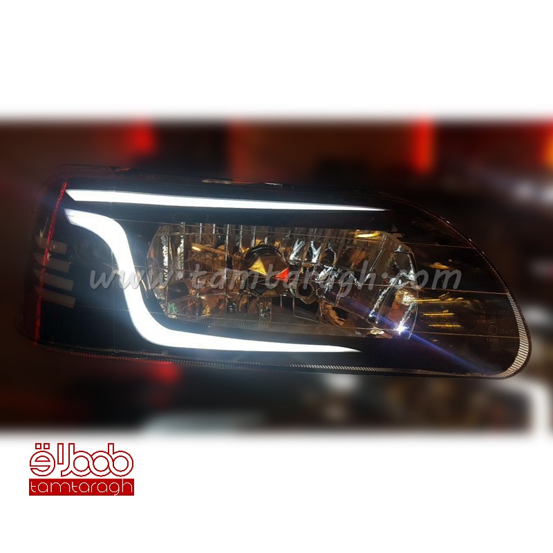 چراغ اسپرت جلو (بلوری) پراید نئون فیبری طرح لیزری (آماده سازی و ارسال 2 تا 5 روز کاری)