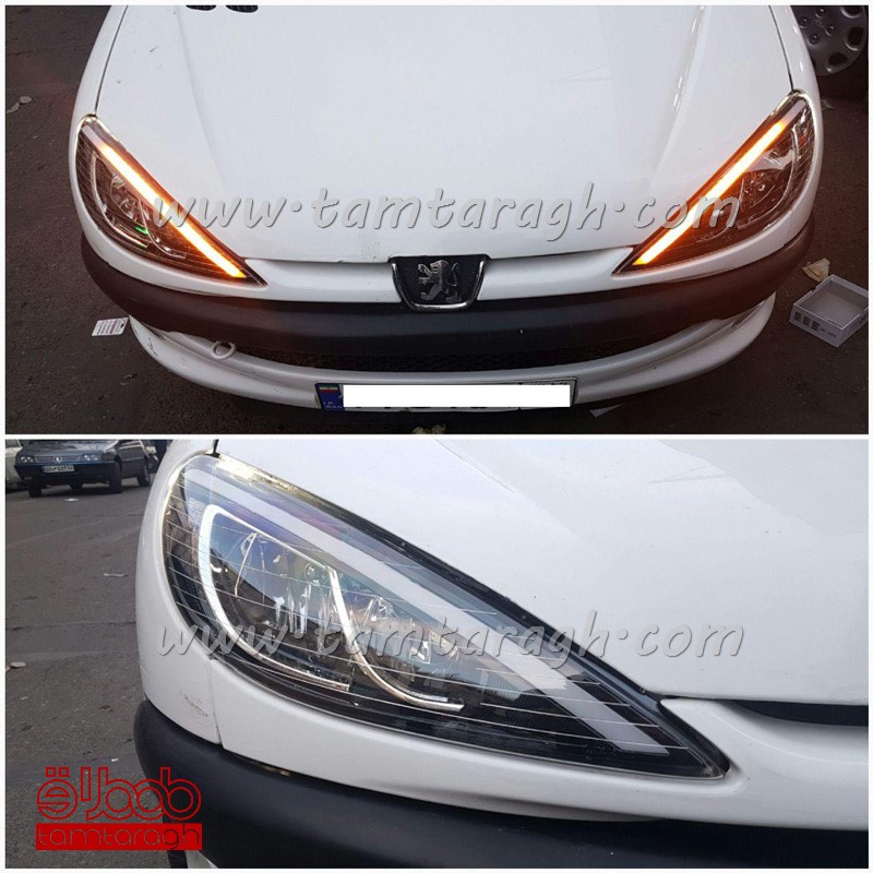 چراغ اسپرت جلو (بلوری) پژو 206 ابرویی راهنما متحرک (آماده سازی و ارسال 2 تا 5 روز کاری)