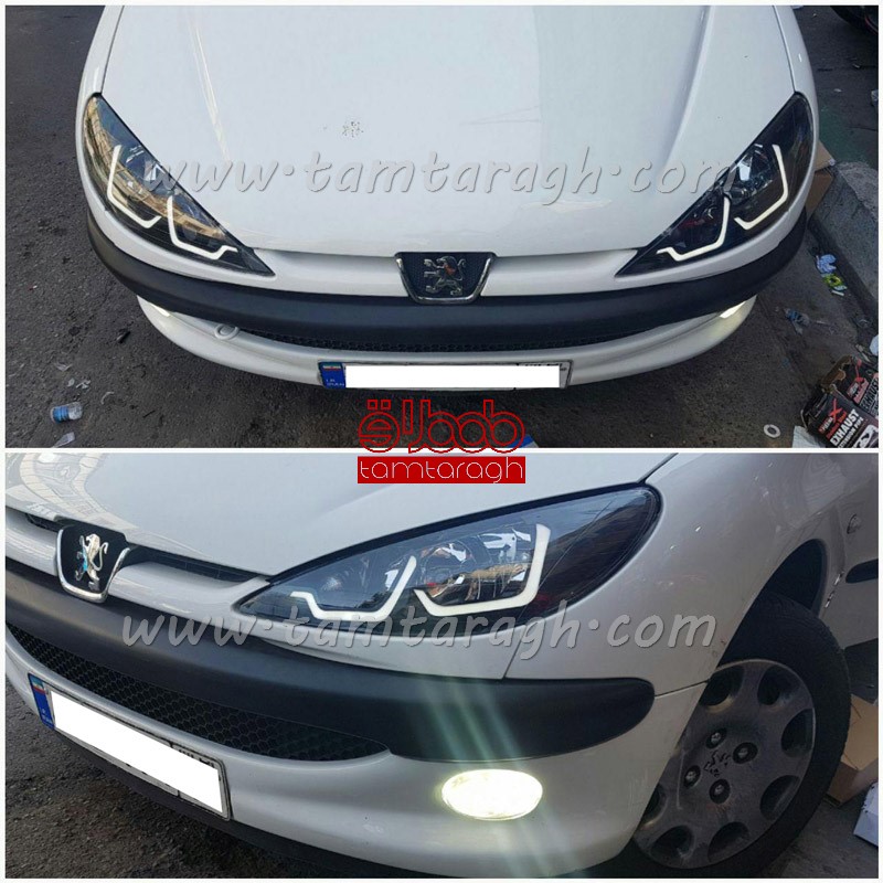 چراغ اسپرت جلو (بلوری) پژو 206 طرح BMW i8 (آماده سازی و ارسال 2 تا 5 روز کاری)