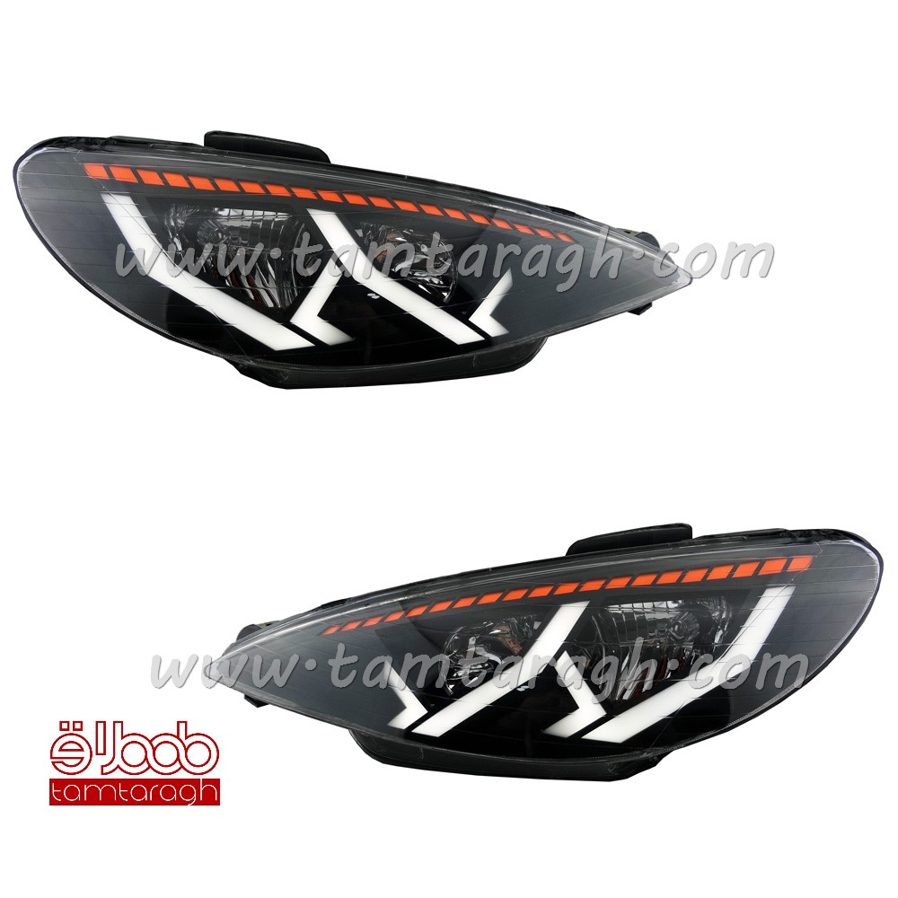 چراغ اسپرت جلو پژو 206 طرح لامبورگینی برند NGco (آماده سازی و ارسال 2 تا 5 روز کاری)