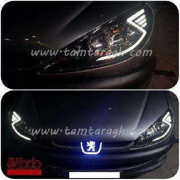 چراغ اسپرت جلو (بلوری) پژو 206 نئون پهن نیو سوناتا