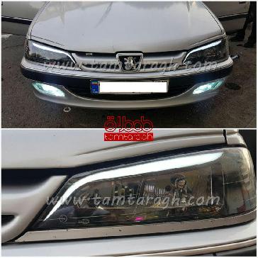 چراغ اسپرت جلو (بلوری) پژو پارس نئون پهن طرح آزرای