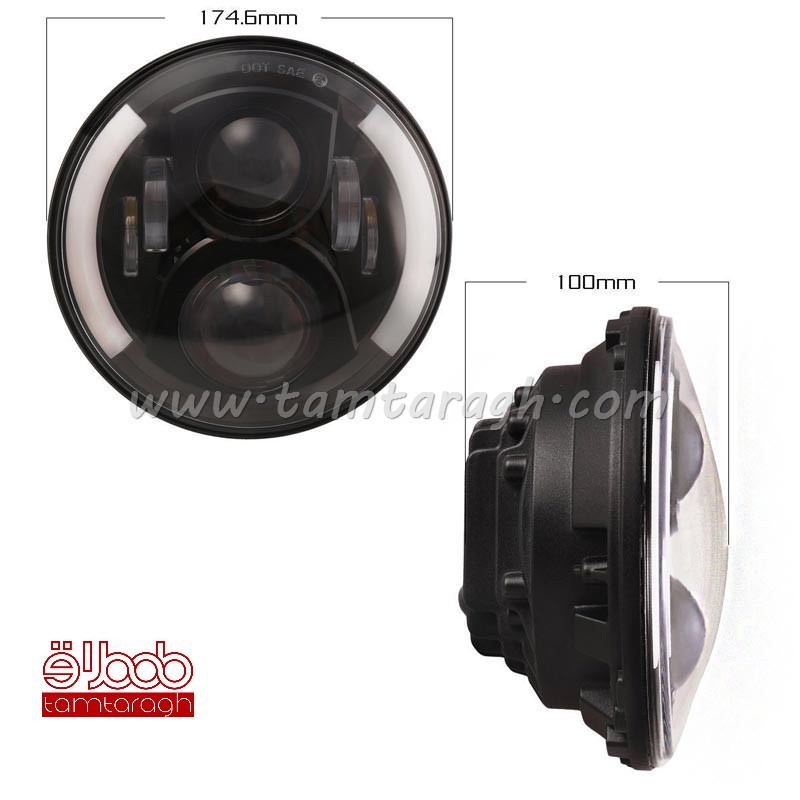 چراغ بلوری گرد 7 اینچ (48 وات) مناسب خودروهای آفرود
