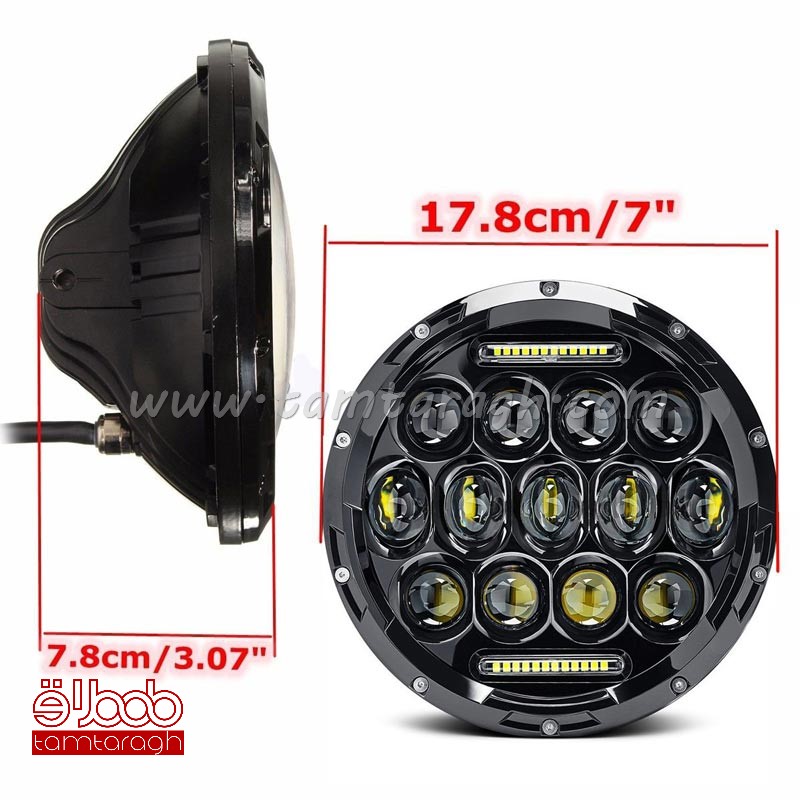 چراغ بلوری گرد 7 اینچ (75 وات) مناسب خودروهای آفرود